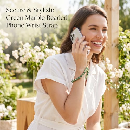 shuielai Marble Beaded Phone Wrist Strap Cellphone Lanyard With Tether Tab Hands Free Wristlet Bracelet - image 4
