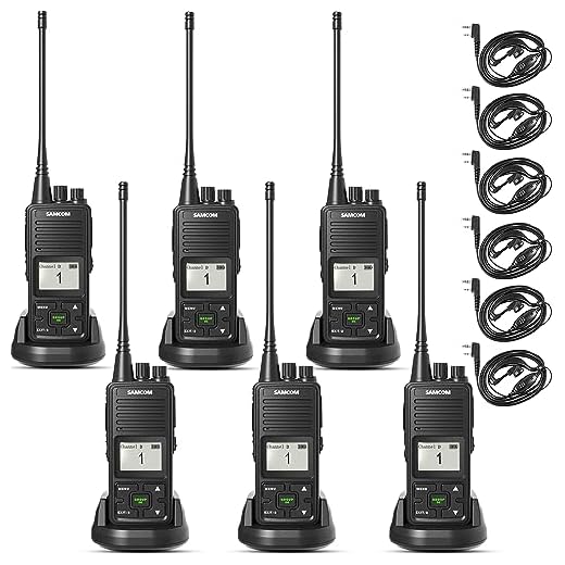 Two Way Radio, SAMCOM FPCN10A GMRS Walkie Talkie 20 Channels Wireless Intercom Group Button Portable Radio,UHF 400-470MHz, 2 Watt,Earpiece,Belt Clip (Pack of 6)