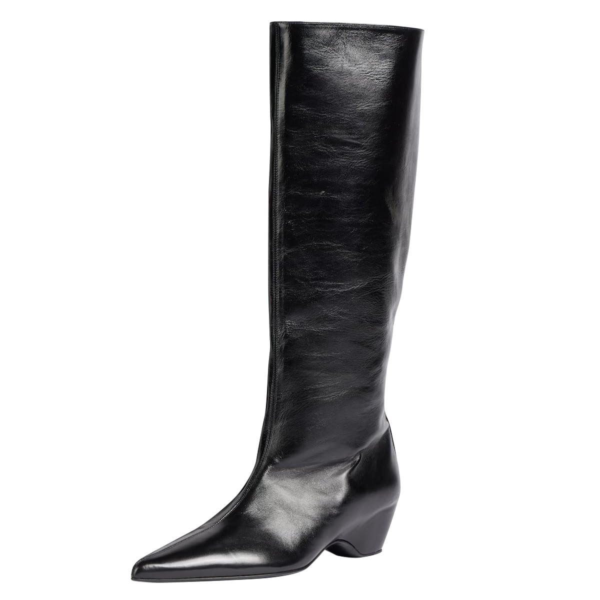 FSJ Women Pointed Toe Knee High Wedge Boots Sleek Mid Heel Pull On Tall Boots Comfort Daily Wear