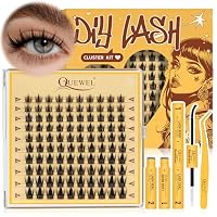 QUEWEL Manga-Lashes gemischte Längen Cluster-Lashes Set, Mix10–18mm DIY Wimpern-Extensions Set mit Wimpernkleber und Pinzette, Lash-Extension-Set für den Alltag Partys (Manga-Lash)