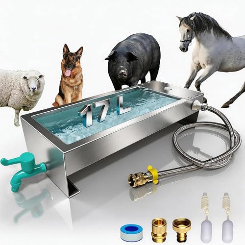 Bebederos automáticos de ganado, bebederos de caballos con válvula flotante de 1/2 pulgada, bebederos de cabra para ganado, caballos, ovejas, perros y kits de bebederos de pájaros de gran capacidad
