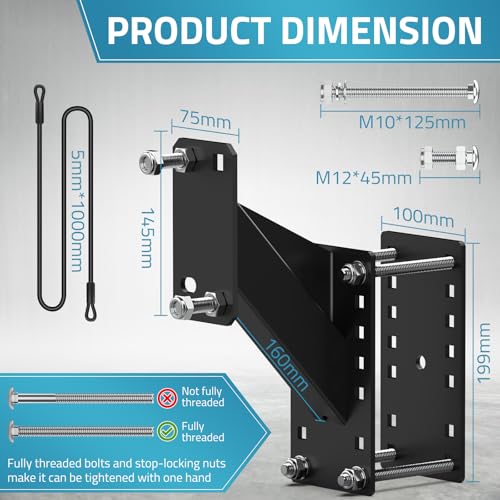 Image of PAULINN Trailer Spare Tire Mount w / Anti-Theft Rope, Universal Spare Tire Carrier Holder for Utility Trailer Boat, Fits 4 / 5 / 6 Lugs Wheels on 4 inch, 4.5'', 4.75'', 5'' & 5.5'' Bolt Patterns, 150 LBS