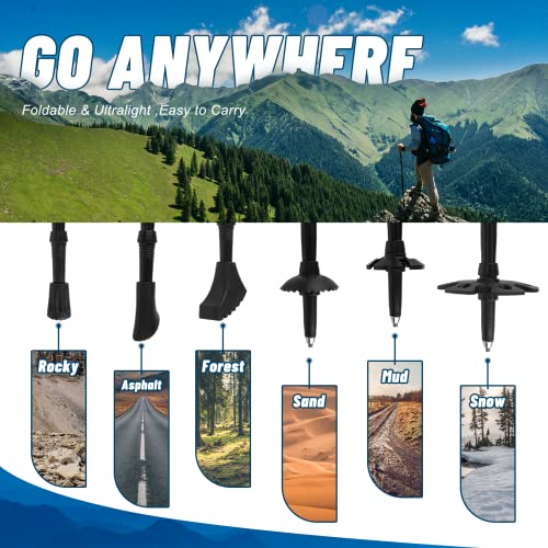 Nordic Walking Stöcke, 7075 Aluminium Wanderstöcke, Wanderstöcke Faltbar, 110 CM-130 cm Einstellbar, Mit 6 Paar… - Image 8