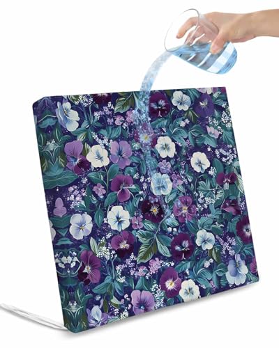 2 Pack Purple White Floral Waterproof Cushion Covers with Ties, Outdoor Patio Chaise Lounge Chair Seat Cushion Slip Covers Replacement(Only Cover) Spring Summer Pastoral Botanical 22