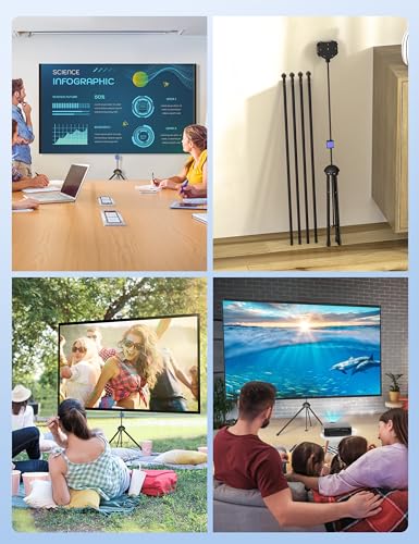 Projector Screen with Stand, Paris RHÔNE 80-inch Outdoor Indoor Projector Screen 16:9 4K HD PVC, 1.5 Gain Portable Wrinkle-Free Movie Screen for Home Backyard Theater with Carry Bag, Ground Nails - image 8