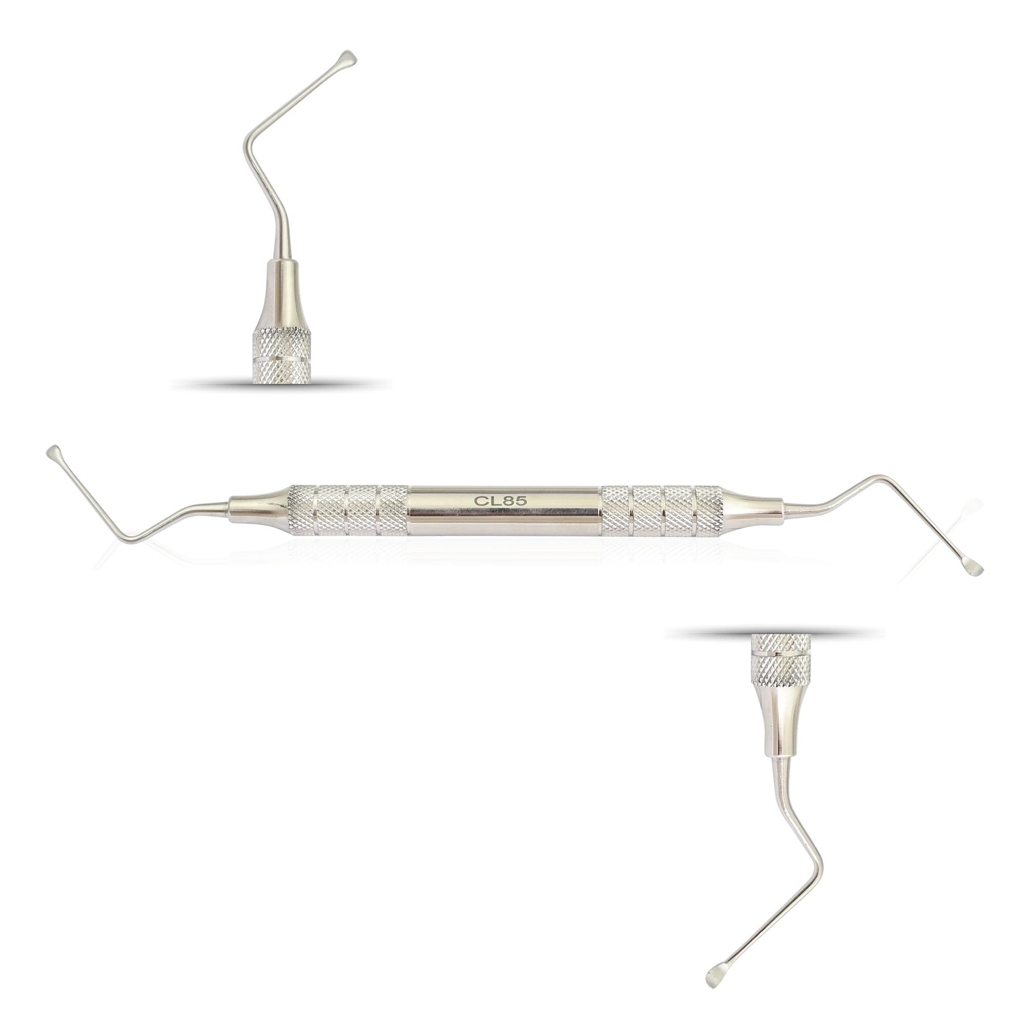 MASTERYD Dental Lucas Bone Curette #85 Double Ended Smooth Shaped Spoons Tips 2.5mm Periodontal Dental Stainless Steel Diamond Shaped Gun Grip Hollow Handle Polish Lab Dental Instruments CL-85