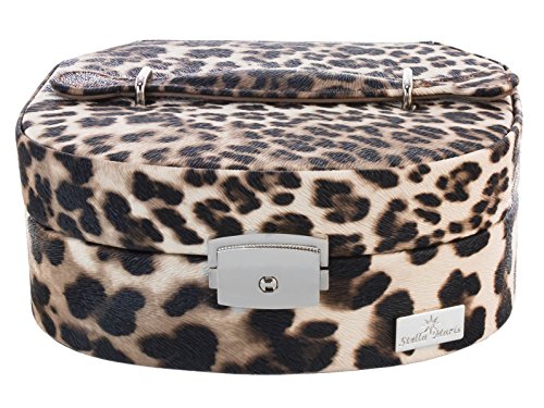 Preisvergleich Produktbild Stella Maris Schmuckkasten Schmuckschatulle Schmuckkoffer als Geschenk für Frauen Damen mit Spiegel Leopardenmuster Schmuck STMP68044B