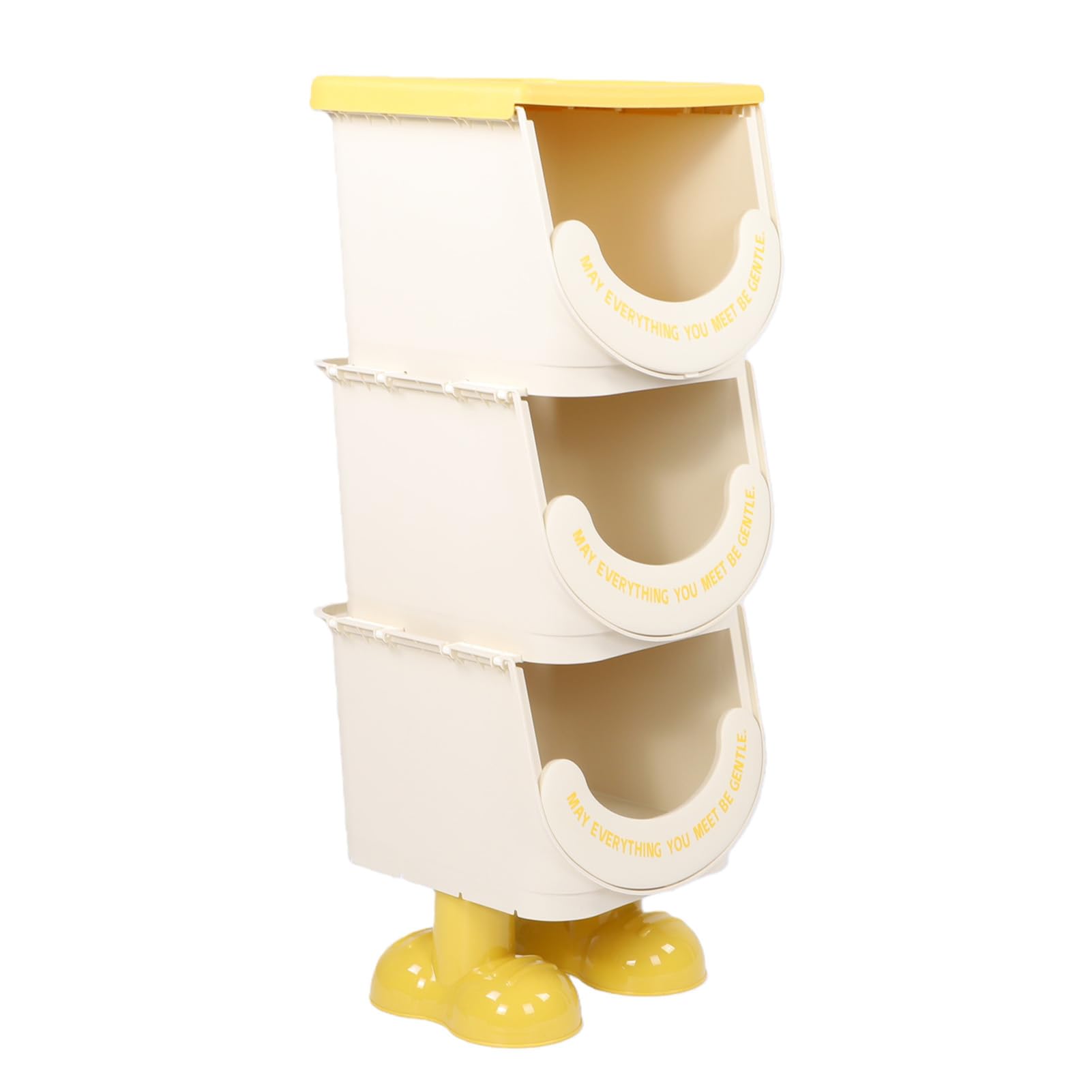 Generic Pojemniki do Przechowywania z Rysunkami, Które Można ustawiać Jeden na Drugim, do Wielofunkcyjnego Zastosowania w Kuchni w Pokoju Zabaw, Trwały, Otwarty Organizer z PP (YELLOW)