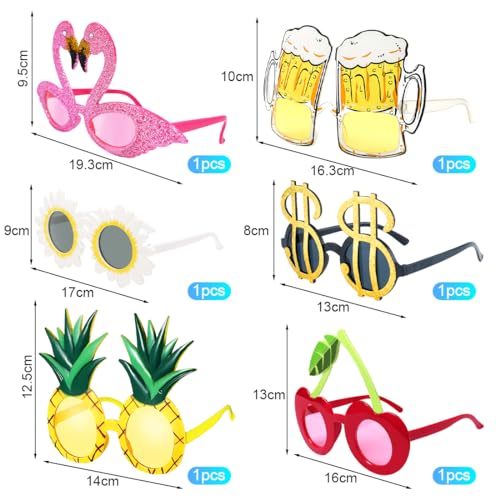 Miniatura 2 de Aurasky 6 Pares Gafas De Sol Divertidas, Gafas De Fiesta Hawaianas, Accesorios Fiesta Tropical, Gafas De Sol Novedosos Para Cumpleaños Aloha Piscina Playa Luau Fiesta Disfraces Decoración