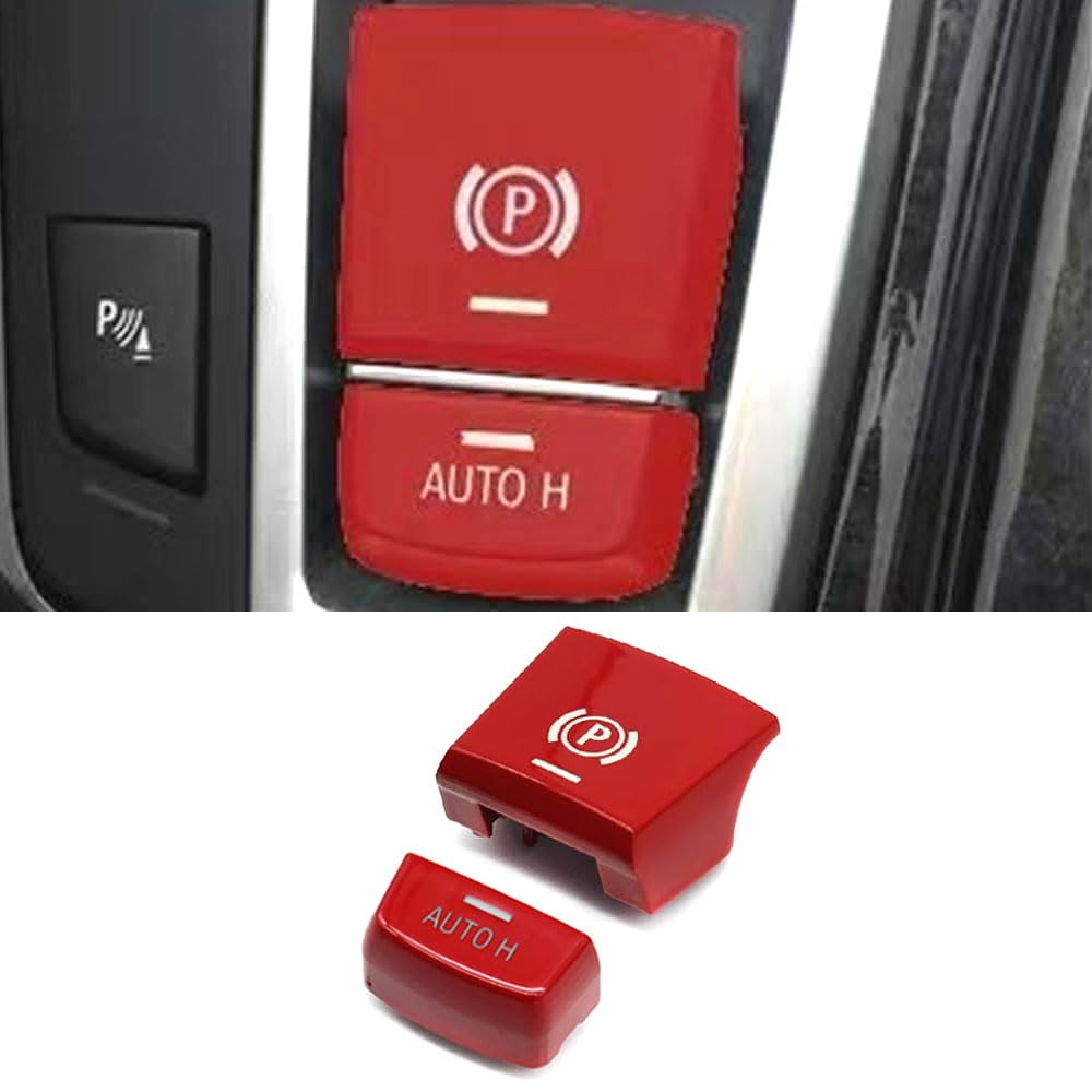 Goodithy Red Electronic Handbrake Parking Switch Hand Brake P Button Cover Auto H Button Replacement Compatible with BMW 5 7 X3 X4 X5 X6 F Series F01