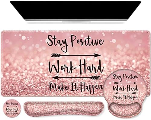 iCasso Mouse Pad,Large Pink Desk Mat Set, 4in1 XXL Mousepad + Key...