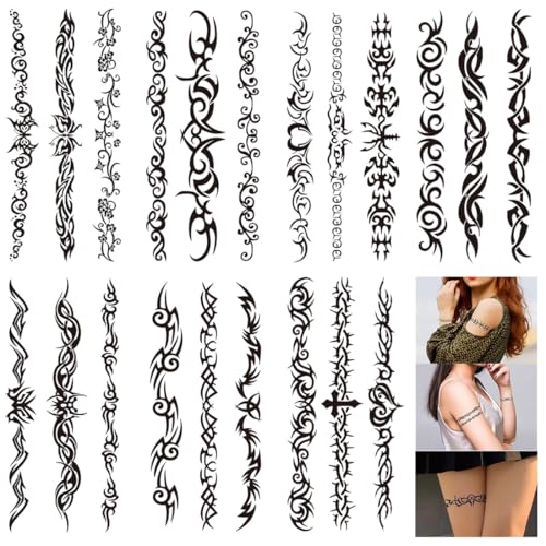 UENXRXE 7 Feuilles De Tatouage Temporaire,Autocollant Noir Tribal Faux Tatouage,Esquisse,Autocollant De Tatouage Temporaire,Tatouage Adhésif Pour Femme Et...