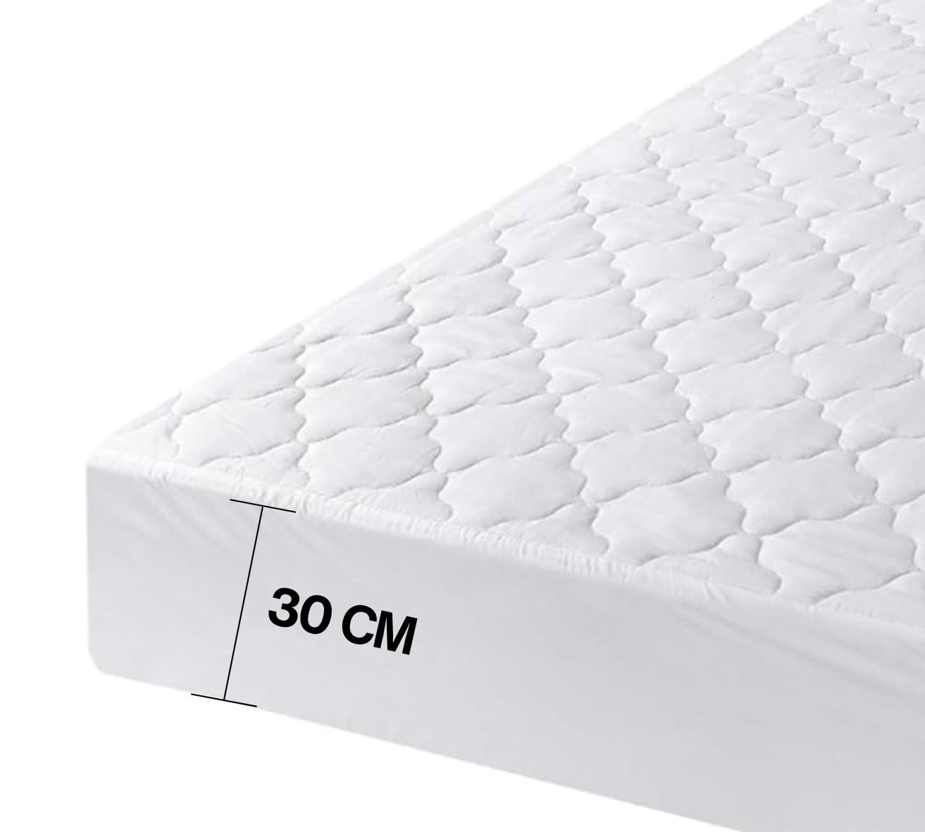 Triple Filled Deep Quilted Mattress Protector Double Bed Microfibre Mattress Toppers 12"/30CM Extra Deep Skirt Fitted Sheet Style Mattress Bed Cover 137x193cm