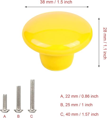 Vista 58 de HUAMULAN 15 pomos de cerámica brillante con botón redondo de hongo, vestidor, tiradores vintage, manijas de puerta, armario, cajón, diámetro de 1.5