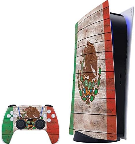 Skinit Decal Gaming Skin Compatible with PS5 Digital Edition Bundle - Mexican Flag Dark Wood Design