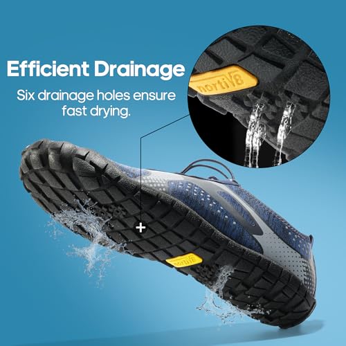 NORTIV 8 Men's Water Shoes Barefoot Athletic Lightweight Sports Aqua Shoes Outdoor Swim Fishing Hiking Diving Surf Walking Water Shoe TREKMAN3