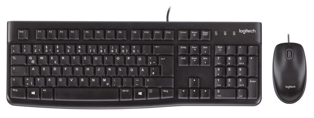 Logitech MK120 Kabelgebundenes Tastatur-Maus-Set, Optische Maus, USB-Anschluss, PC/Laptop, Schweizer QWERTZ-Layout - Schwarz (MK120 | 5er Set)