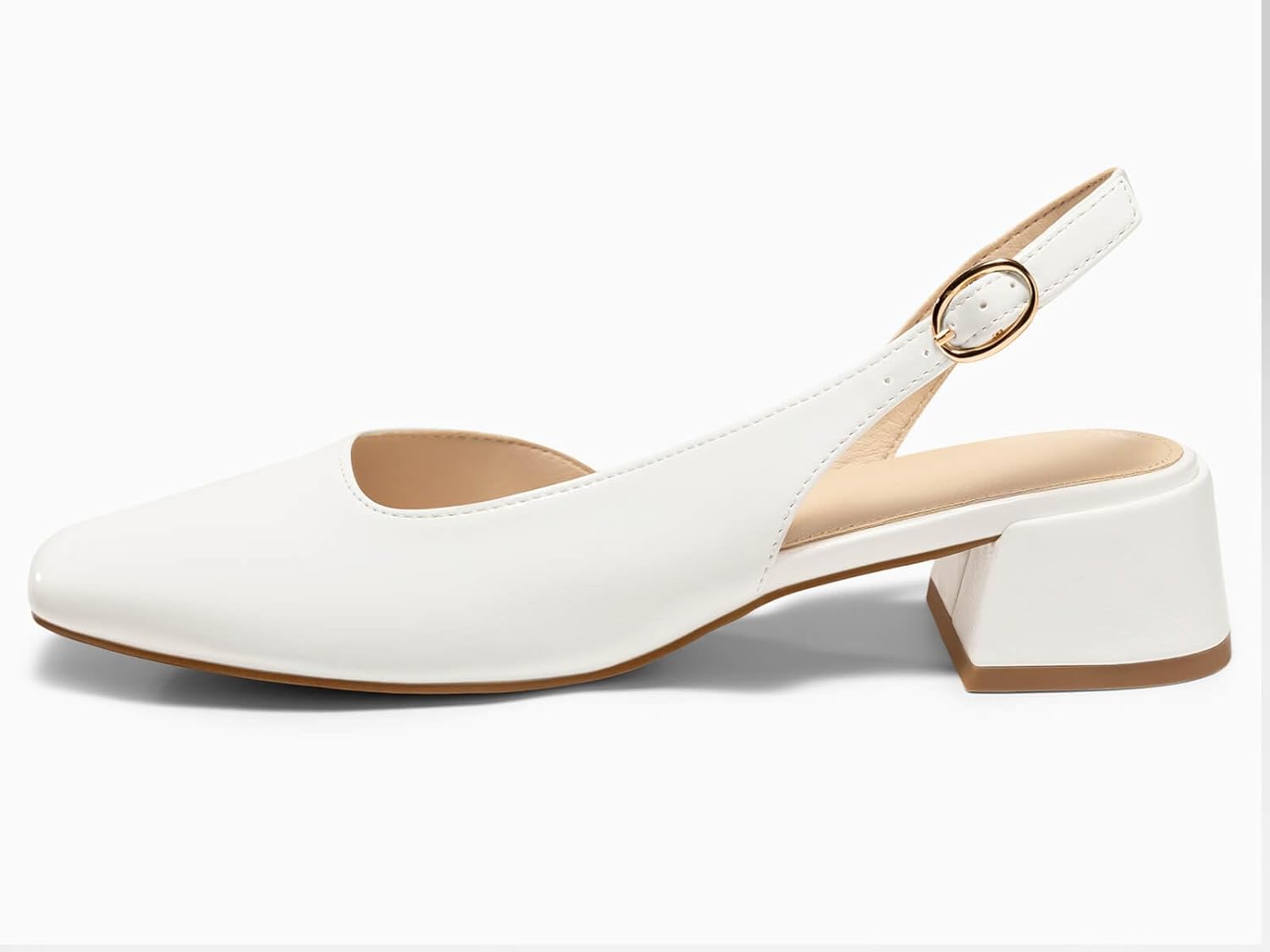 Coutgo Womens Chunky Low Heels D'Orsay Slingback Pumps Closed Square Toe Work Office Dress Shoes - Image 4