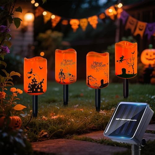 Halloween Deko Outdoor Garten, 4 Stück Hallowee Beleuchtung Outdoor,...