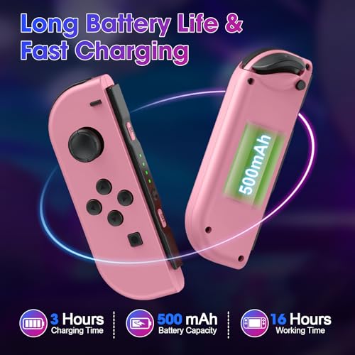 Sylphidara Replacement for Nintendo Switch Controller, Switch Controllers Compatible with Nintendo Switch/OLED/Lite, Support Dual Vibration/6-Axis Gyro/Motion Control/Wake-up Pink-Pink - Image 3