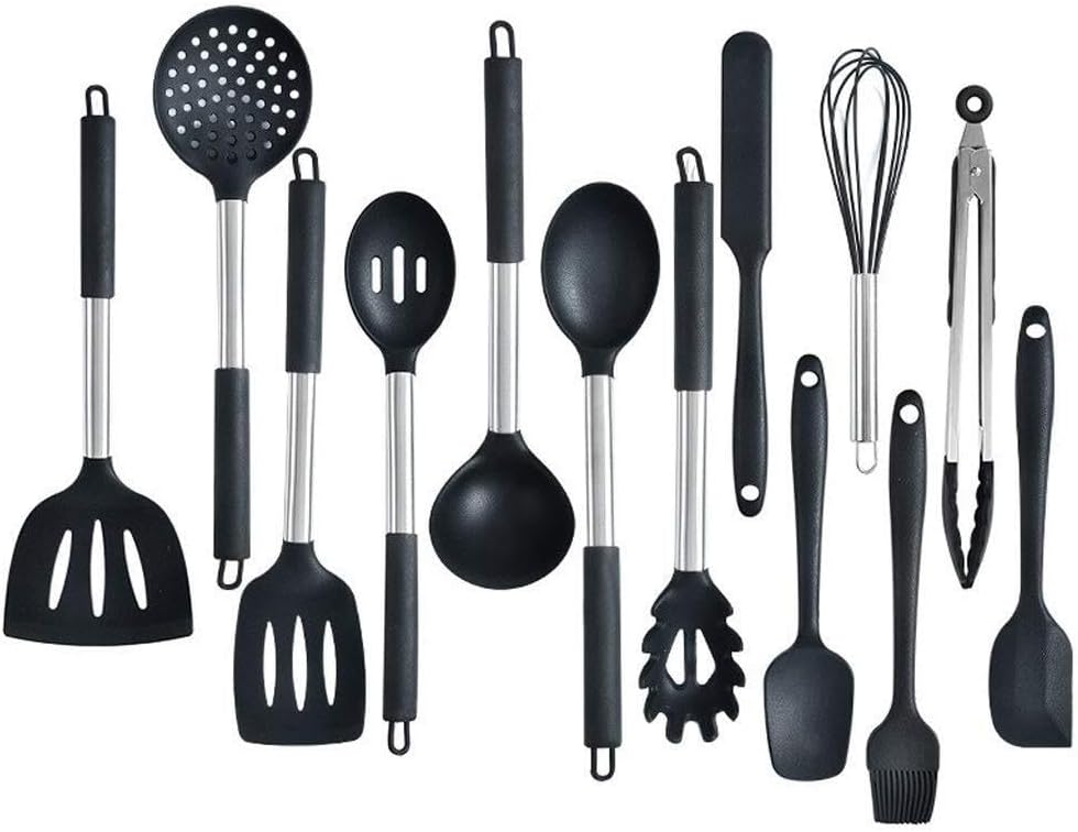 14-Piece Heat Resistant Nylon Cookware Set Non-Stick Cooking Utensils With Soft Grip Handles & Hanging Hooks