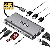 EKSA USB C Hub 10 IN 1 USB C Adapter mit HDMI 4K, 1080P VGA, RJ45, 3 * USB 3,0 Anschluss,3,5mm Audio...