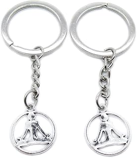 5 Pieces Keychain Keyring Door Car Key Chain Ring Tag Charms Supplies UQ2N3T Yoga Meditate