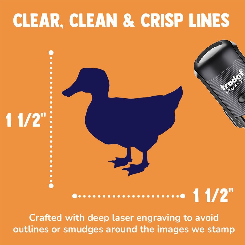Duck Standing Mallard Solid Self-Inking Rubber Stamp Ink Stamper for Stamping Crafting Planners - 1-1/2 Inch Large - Red Ink