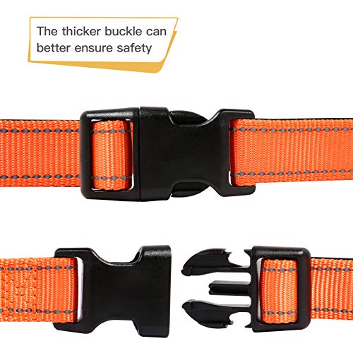 Image of HEELE Dog Collar, Reflective Dog Collar, Soft Neoprene Padded Breathable Nylon Pet Collar Adjustable for Small Dogs Puppy, Orange, XS(7.87-11.81 inch)