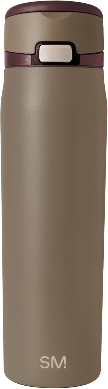 Simple Modern Mesa Loop Water Bottle with Covered Straw and Handle | 24oz Cup Holder Friendly Insulated Stainless Steel Bottles for Travel, Sports and School | Hazelnut