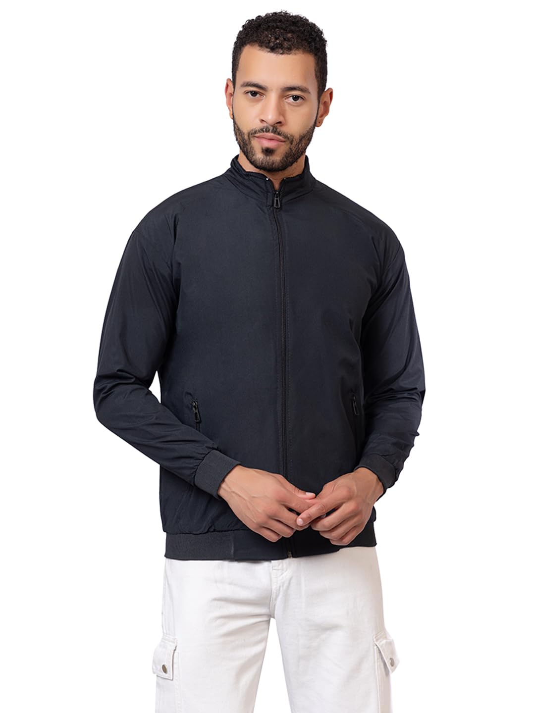 prashar Men’s Solid Winter Windcheater Jacket | Lightweight Water-Resistant Full-Zip Outerwear | Ribbed Waist & Cuffs for Snug Fit | Casual & Sports Jacket for Cold Weather-picture-33
