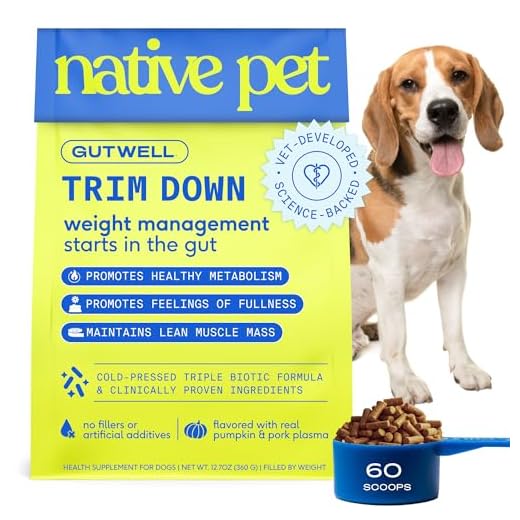 Native Pet GutWell Trim Down - Weight Management Dog Food Topper & Weight Loss Supplement Promotes Feelings of Fullness, Healthy Metabolism & Lean Muscles with Triple-Biotic & L-Carnitine - 60 Scoops