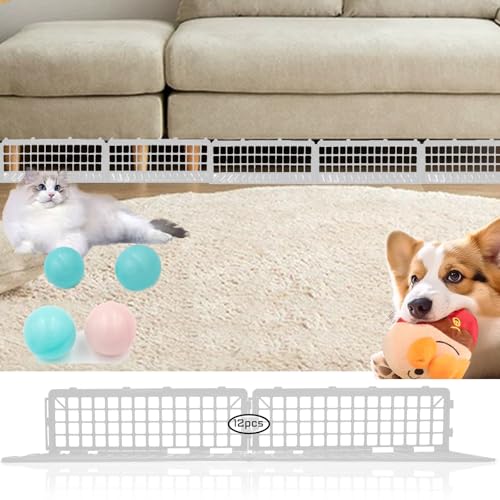 Typlhom 12 PCS Under Couch Blocker for Furniture Bed Couch Stop Small Item Toys from Getting Under The Sofa, Plastic Under Bed Blocker for Pets Dogs Cats-White