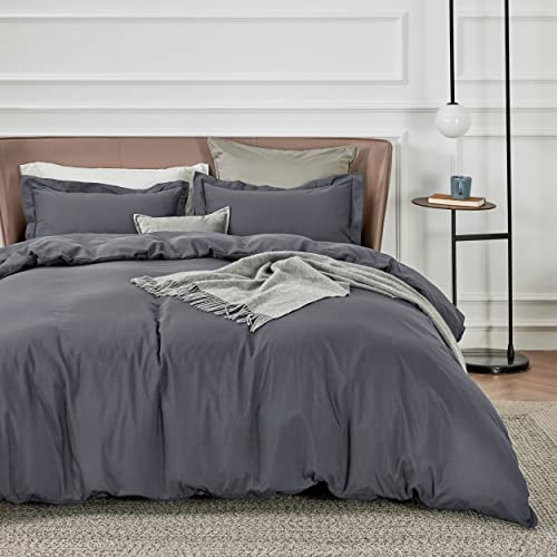 Bedsure Dark Grey Duvet Cover King Size Soft Double Brushed Duvet