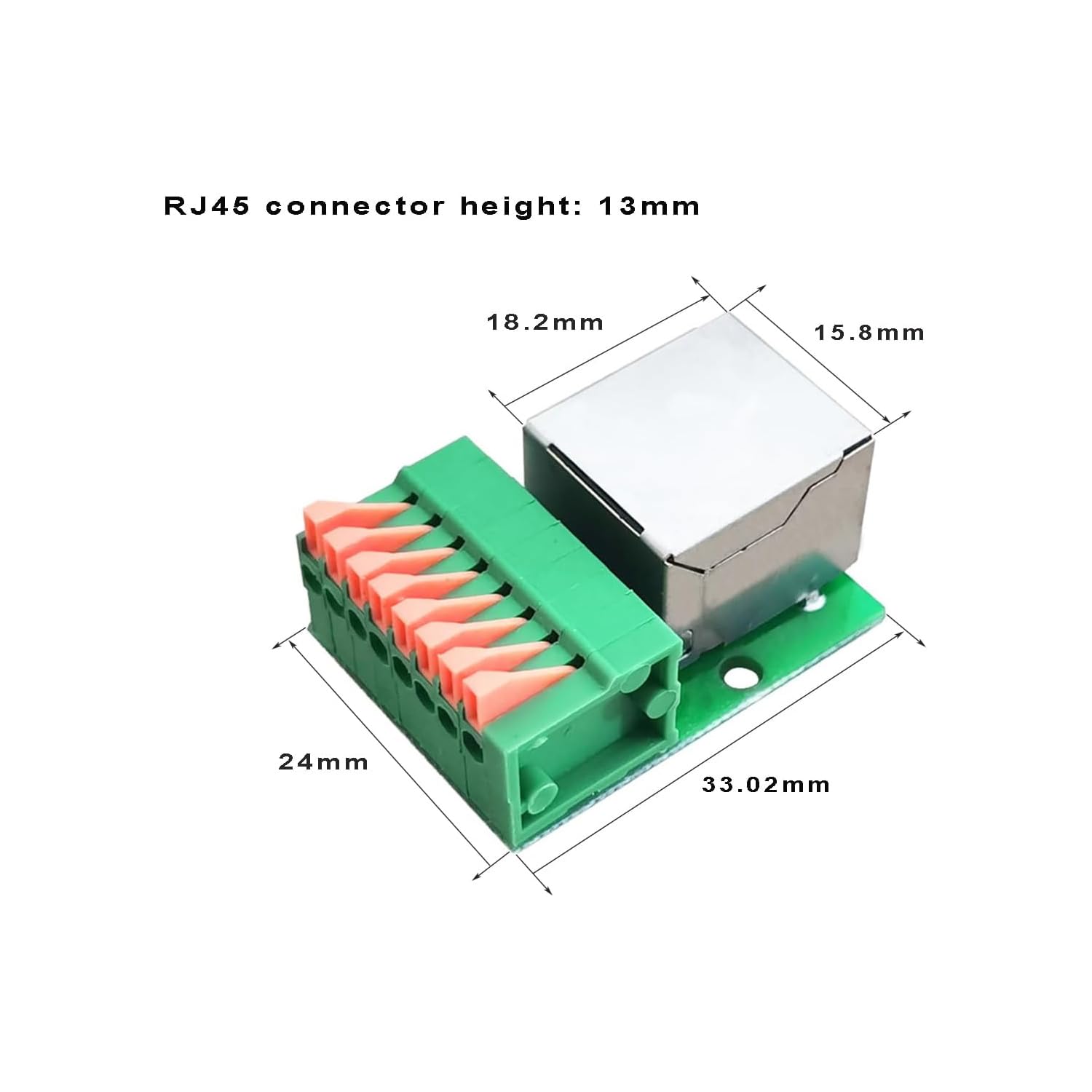 Harrisen Lot de 4 bornes de connexion Ethernet RJ45 sans soudure 8P8C vers connecteur 8 broches RJ45 8P8C horizontal vers 8 broches Ethernet avec carte de circuit imprimé