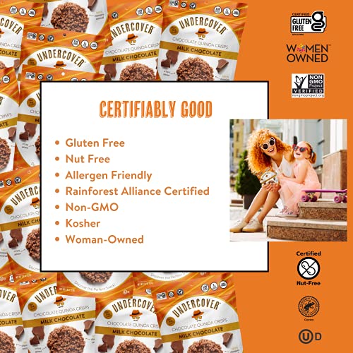 Undercover Chocolate Quinoa Crisps - Milk Chocolate 70 Pack - Individually Wrapped .25Oz Chocolate Quinoa Crisps | Gluten Free, Kosher, Allergen Friendly #TOP2