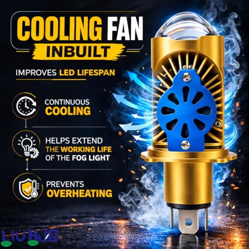 Image of LIU HJG Golden H4 Projector LED Headlight Bulb 50W | High Brightness for Bike & Car