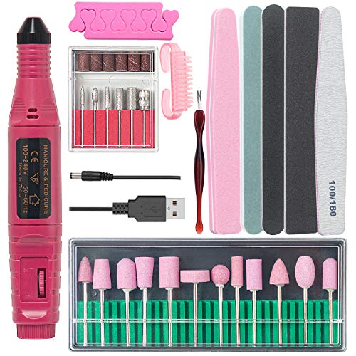 AORAEM Portable Electric Nail Drill Professional Efile Nail Drill Kit USB Pen Shape Nail Polishing Machine Manicure for Acrylic Nail Tools (2#)