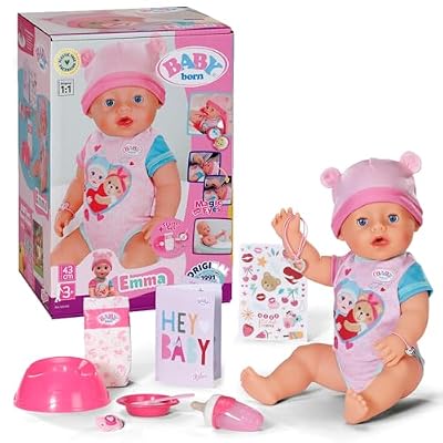 Baby Born Emma - Muñeca de 43 cm - 10 Funciones, Incluye Accesorios y Pelele - Funciona sin Pilas - Apto para niños a Partir de 3 años | Ya disponible en tu tienda friki favorita! En mundofriki.es!