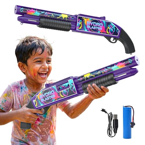 Image of Mirana Hydro Blaster - Electronic Water Toy Gun for Kids - Powerful Spray, Easy Refill & Rechargeable Battery - 2 Trigger Modes - For Pool, Beach & Outdoor Parties - For Boys & Girls 4+ Years (Purple)
