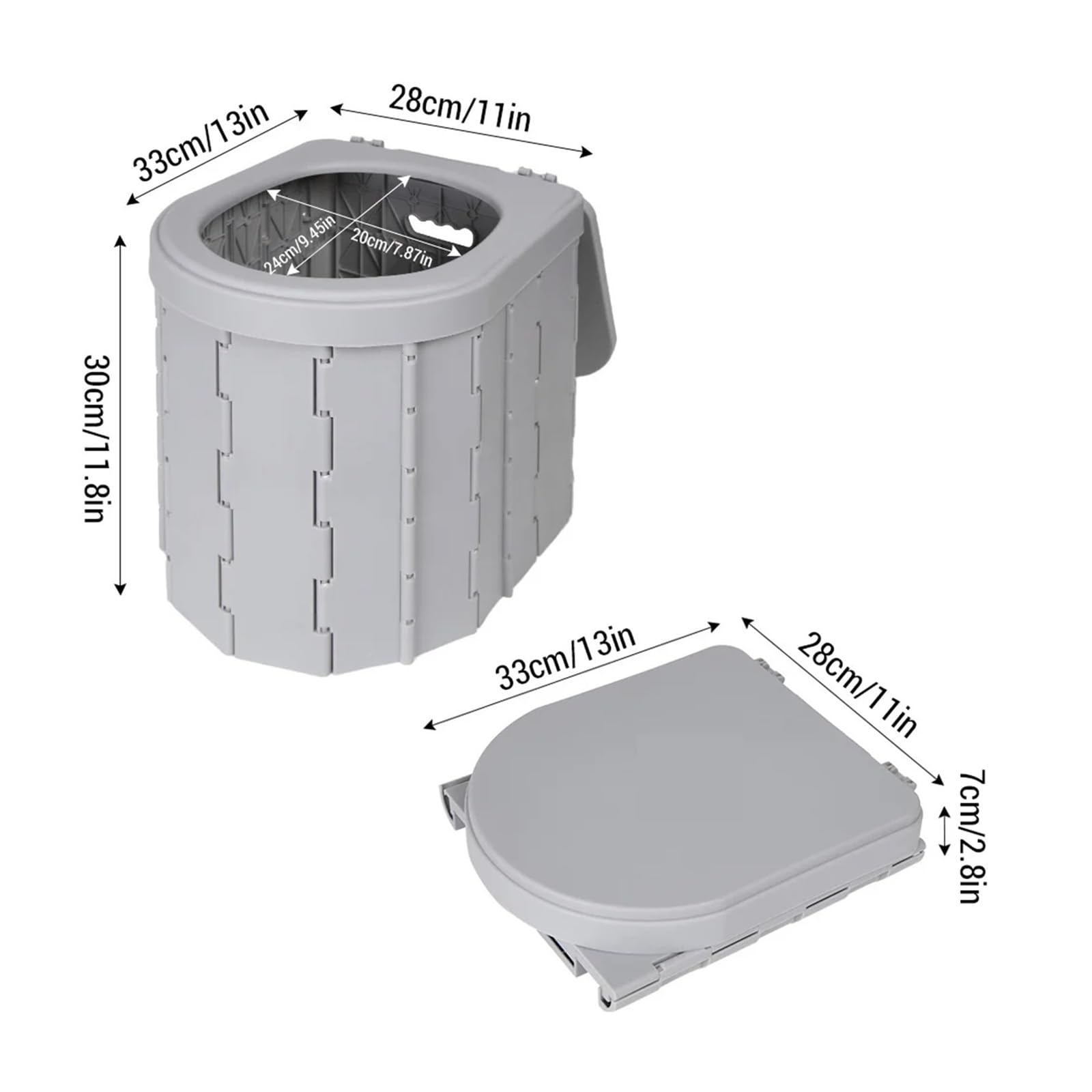 Klapptoilette Outdoor-Toilette for Camping, praktische, am Auto montierte Klapptoilette for Reisen, Erwachsene, Kinder und ältere Menschen, Töpfchen, rutschfest