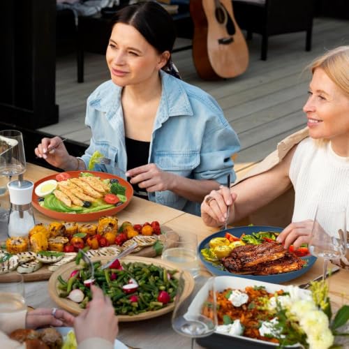 Image of Wheat Straw Dinner Plate Set, Eco-Friendly Dinner Set Round Serving Plate, Dishwasher & Microwave Safe - Perfect for Dinner Dishes Deep Plates Easy to Clean (Orange, 20 cm)