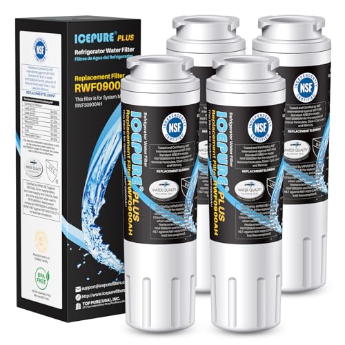 Image of ICEPURE PLUS NSF /ANSI 53 Certified UKF8001 Refrigerator Water Filter Compatible with Maytag UKF8001, UKF8001AXX, UKF8001P, Whirlpool 4396395, 469006, EDR4RXD1, EveryDrop Filter 4, 4 Pack