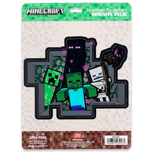 Image of Minecraft Characters Adhesive Vinyl Decal - Fun Minecraft Sticker Featuring a Creeper, Zombie, Enderman, Skeleton and Spider