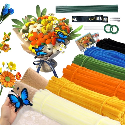 VEYCVLA 500 Pièces Cure Pipe pour Fleurs,6 Couleurs Fil Chenille,Cure Pipe Multicolores Cure-Pipes pour Bouquets de Tulipes et Loisirs Créatifs Bricolage et Décoration