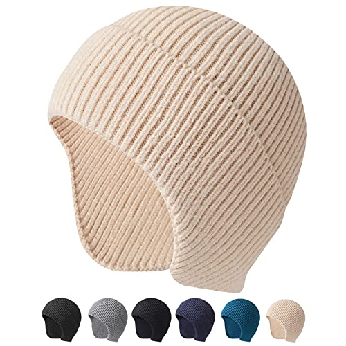 Arcweg Men's Winter Hat Soft Warm Knitted Beanie Hat Breathable Hat for Men and Women Unisex Outdoor, Beige, One size