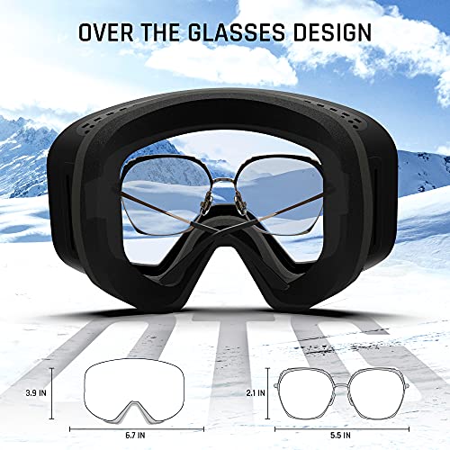 Torege Ski Goggles Anti Fog Dual-Layer Uv Protection Snowboard Goggles Otg Snow Goggles For Men Women Tg07 (Matte Black Frame & Revo Red Lens) #TOP5