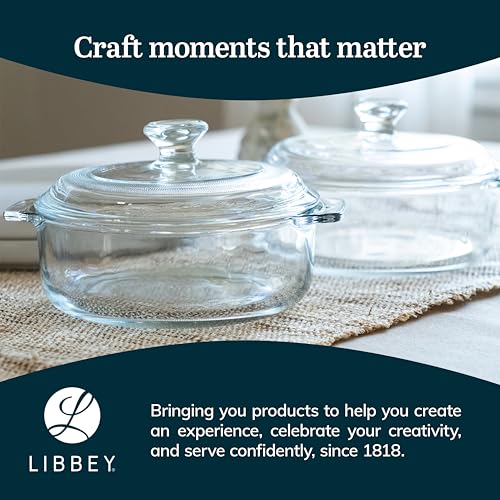 Cocottes en verre pour cuisson au four Libbey Baker's Basics avec couvercle