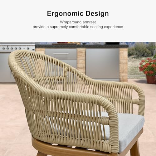 Image of PURPLE LEAF 9 Pieces Patio Dining Set with Outdoor Aluminium Square Dining Table and Woven Chairs Modern Metal Furniture Cushions Sets for Garden Yard Indoor Decor Kitchen Teak