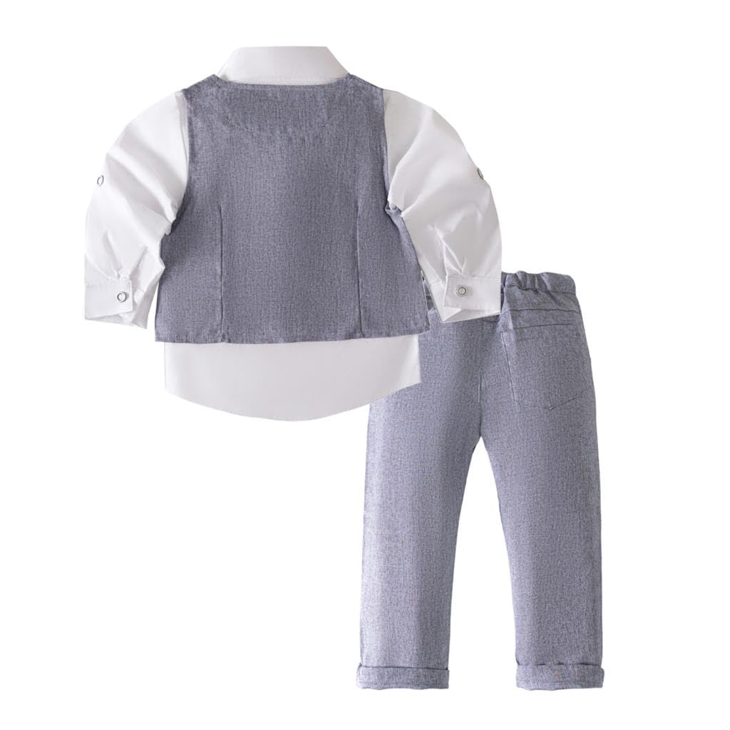 Lito Angels Completo Elegante Bambino Abito Formale con Gilet e Papillon, Grigio
